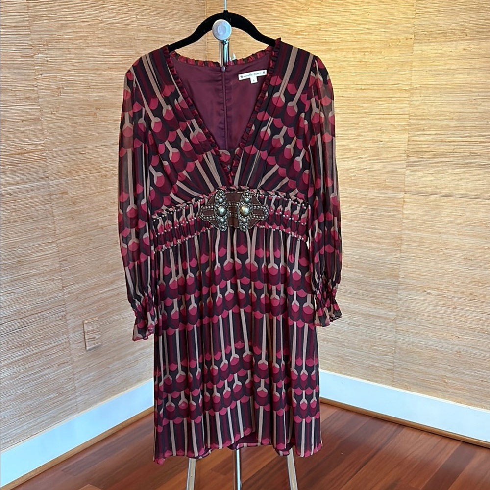 Nanette Leoore Burgundy Patterned Dress